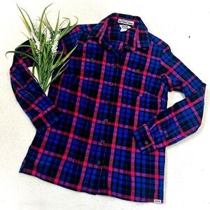 Duluth Trading Co Free Swingin' Flannel Button Down Top - XS